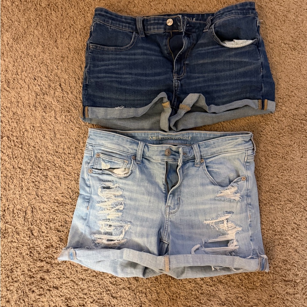 American Eagle Outfitters Distressed Light Blue Denim Shorts - Women's